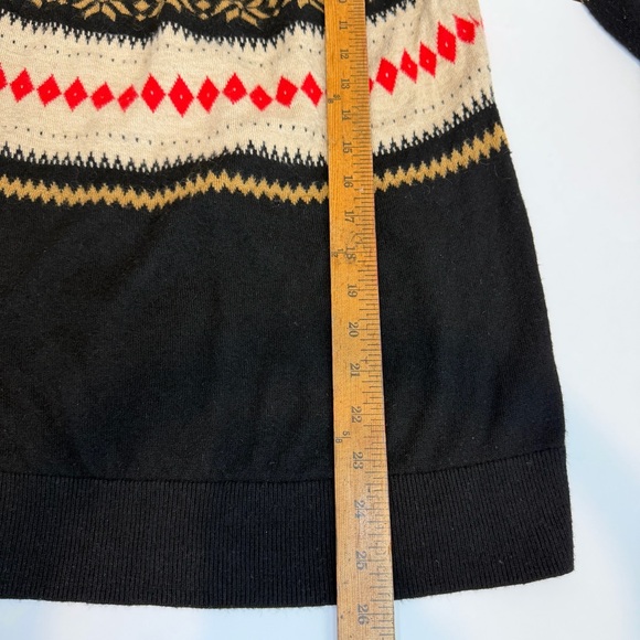 Talbots Fair Isle Sweater XL Black Red Nordic Wool Blend Winter Lodge Cozy - Picture 8 of 8